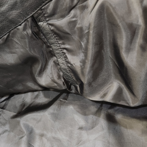 LEATHER Burkes Bay BLACK NRA BOMBER JACKET, MENS MEDIUM - Picture 8 of 10